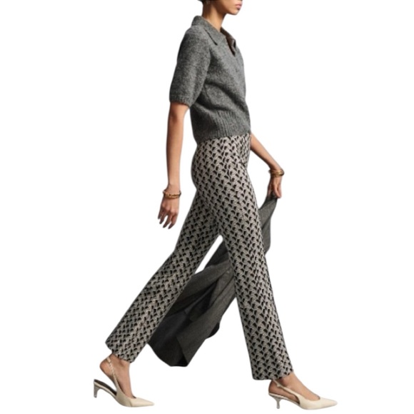 🆕 NWOT ANTHROPOLOGIE Maeve Margot Kick Flare Pants Size S Black & White